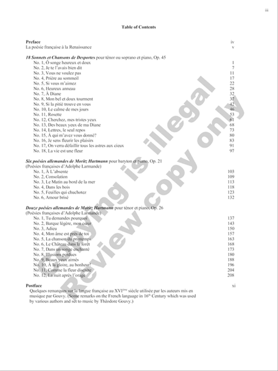 Songs of Gouvy, Volume 2: 18 Sonnets et chansons de Desportes; 18 Poésies de Moritz Hartmann Voice Solo scores gallery preview page 22