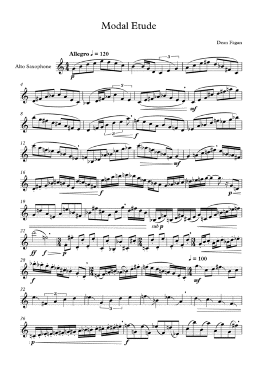 Modal Etude for Alto Saxophone Alto Saxophone scores gallery preview page 2