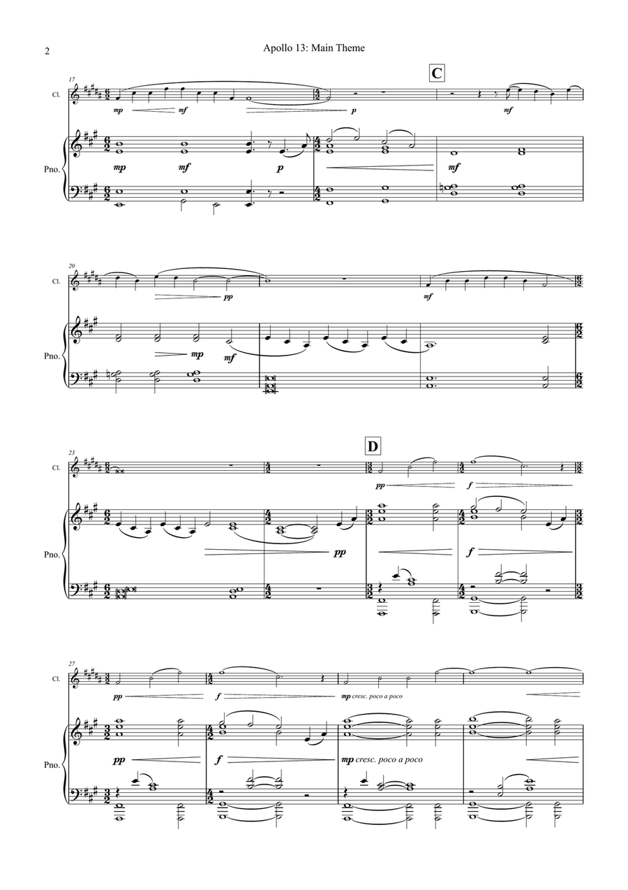 Main Title - Apollo 13 B-Flat Clarinet scores gallery preview page 4