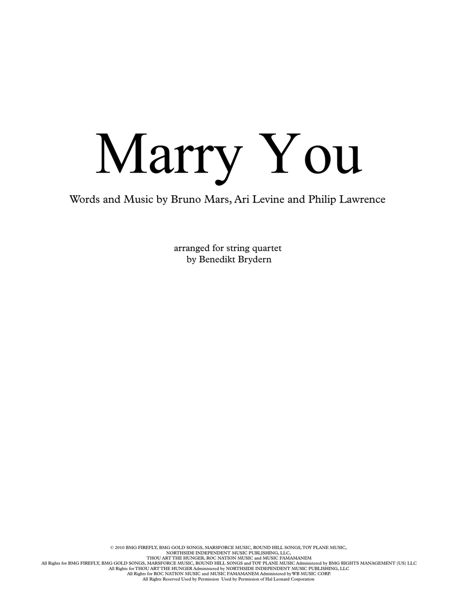 Marry You String Quartet scores gallery preview page 1