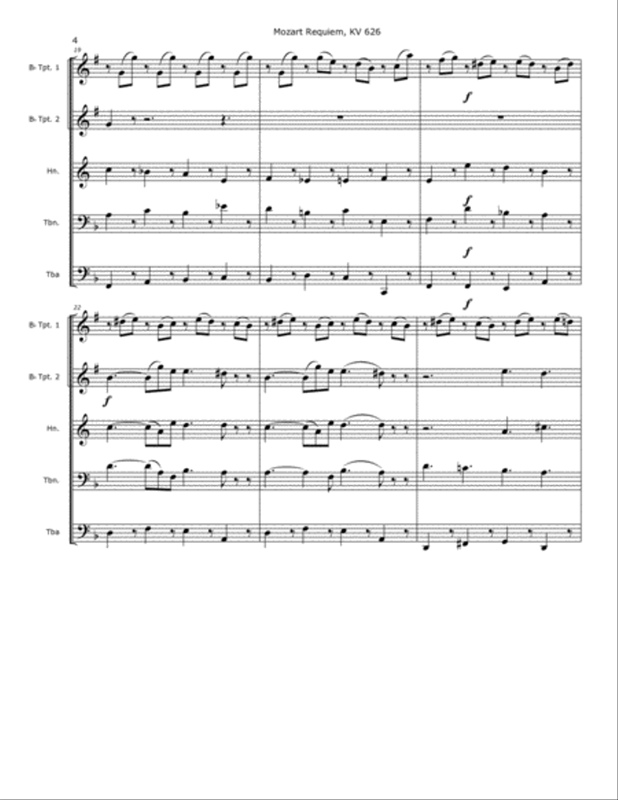 Mozart Requiem - Lacrimosa Brass Ensemble scores gallery preview page 4