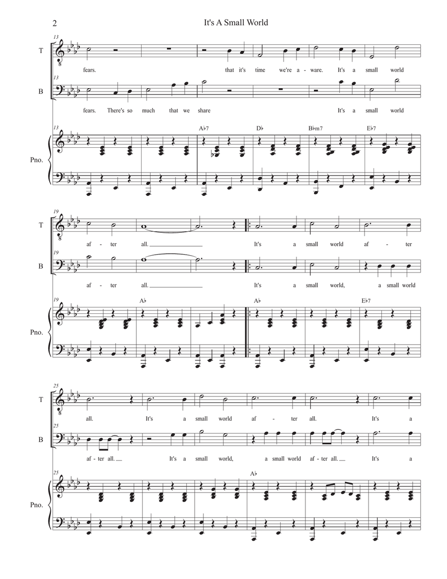 It's A Small World Tenor Voice scores gallery preview page 2