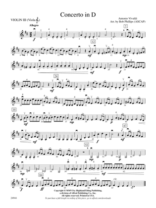 Concerto in D: 3rd Violin (Viola [TC])