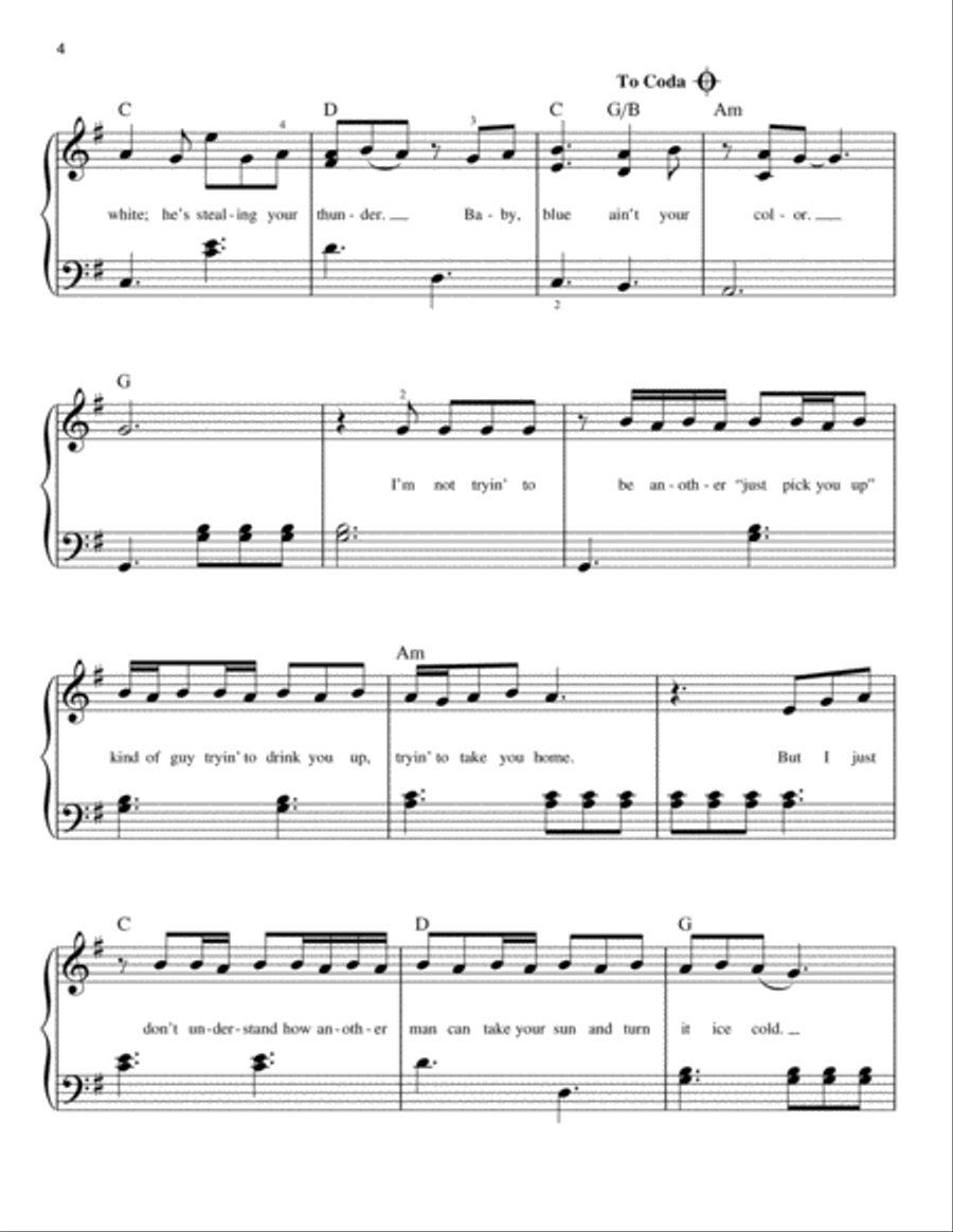 Blue Ain't Your Color Blue Ain't Your Color Easy Piano scores gallery preview page 4
