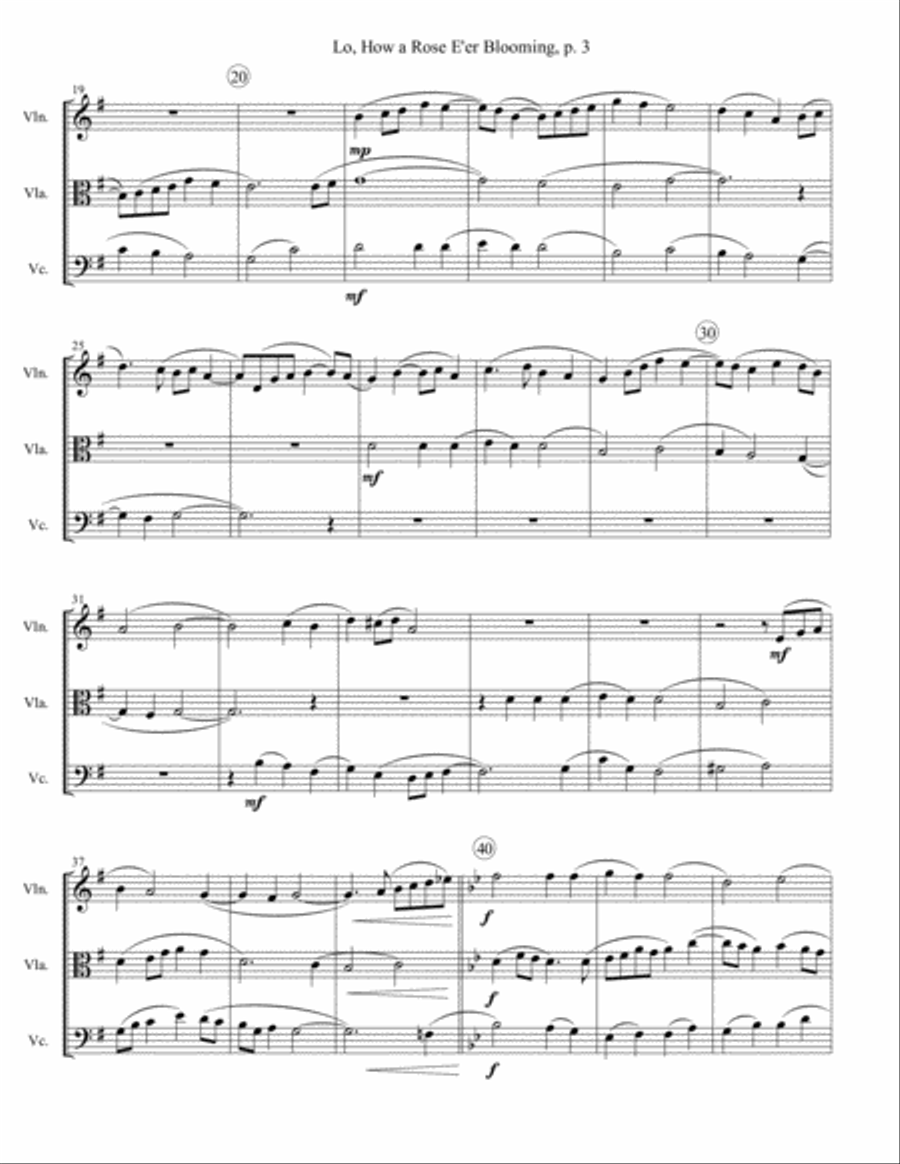 Lo, How a Rose E're Blooming - String Trio String Trio scores gallery preview page 3