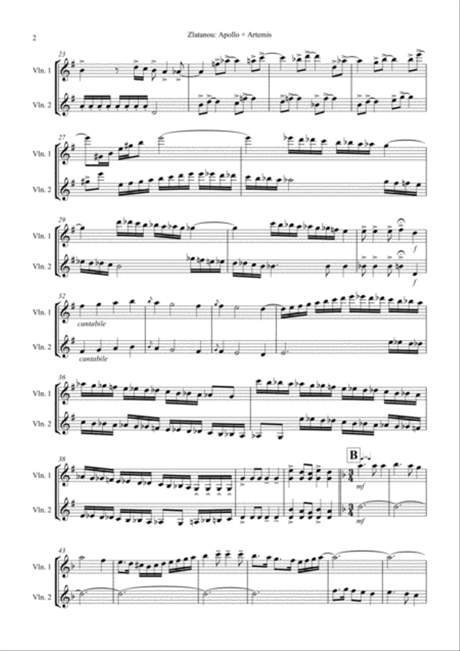 APOLLO+ARTEMIS, duett for 2 violins String Duet scores gallery preview page 2