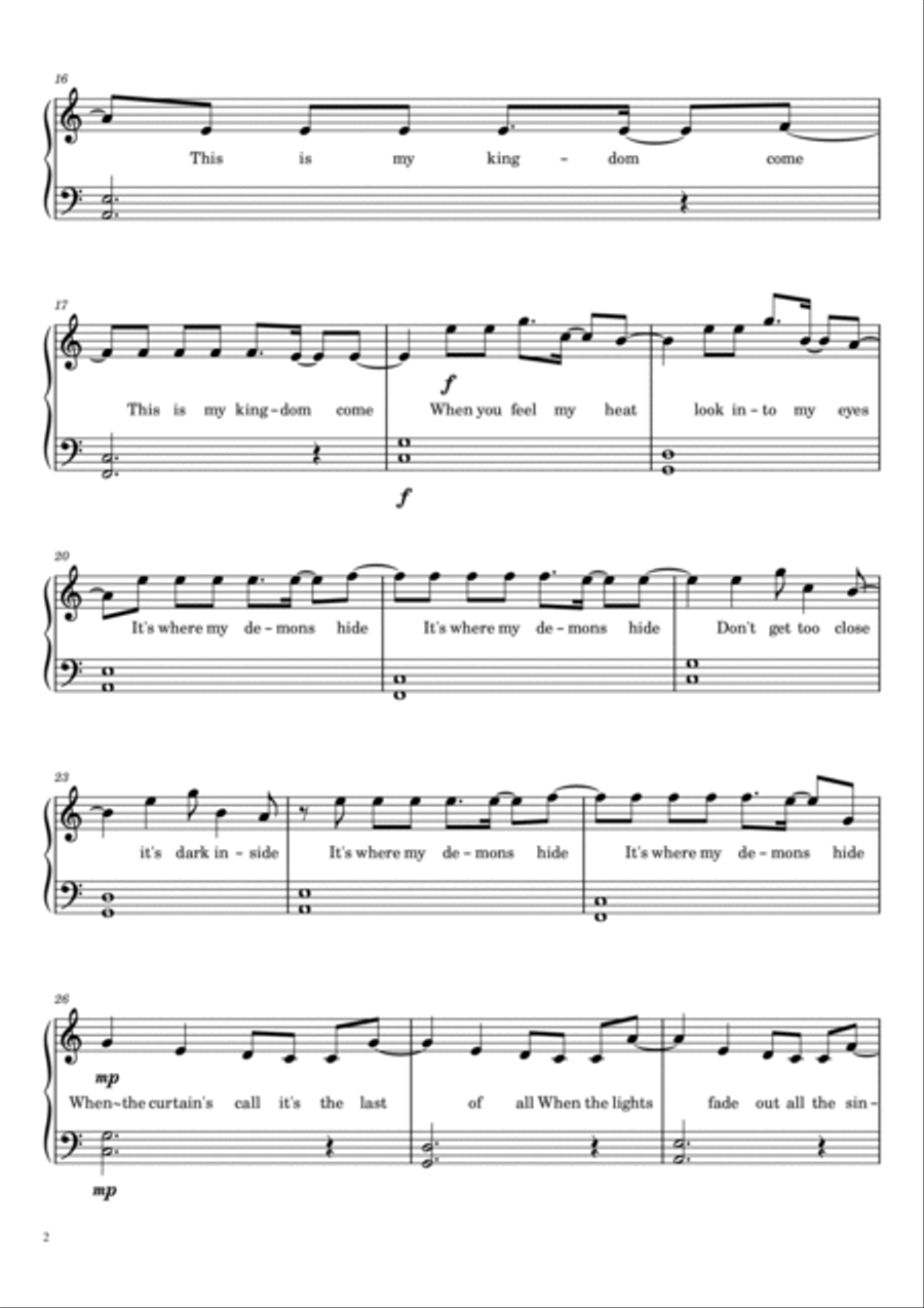 Demons Piano Solo scores gallery preview page 2