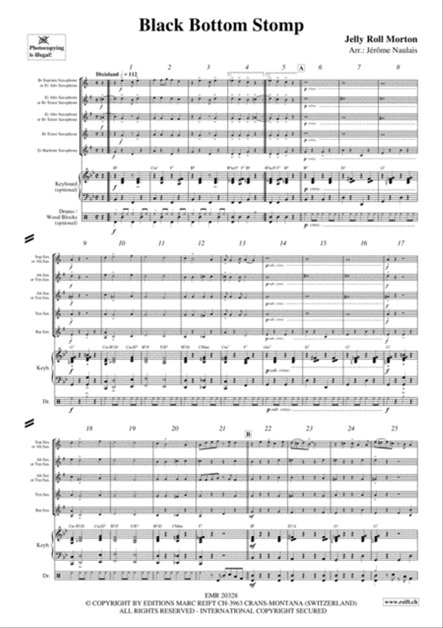 Black Bottom Stomp Saxophone Quintet scores gallery preview page 3