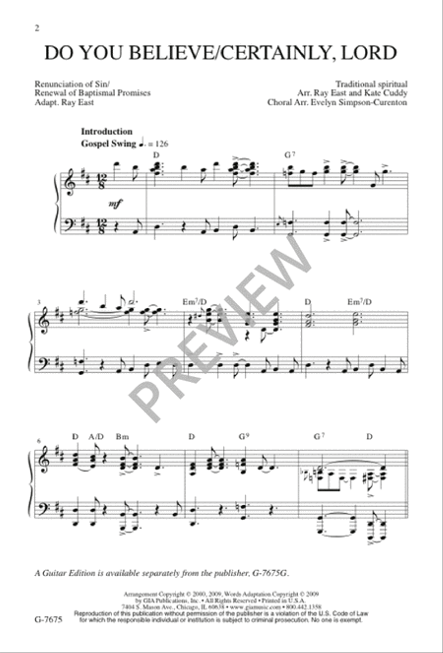 Do You Believe / Certainly, Lord 4-Part scores gallery preview page 2