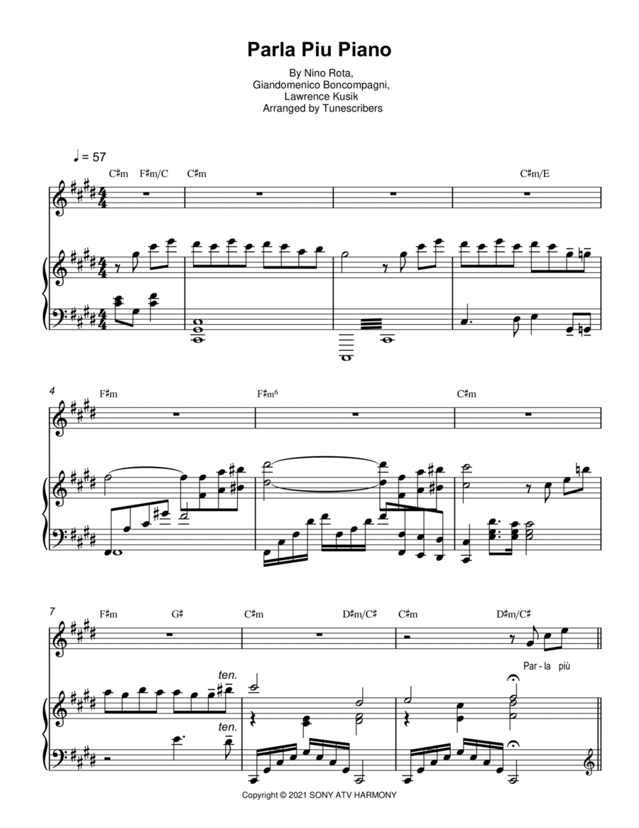 Parla Piu Piano, from The Godfather Voice scores gallery preview page 1