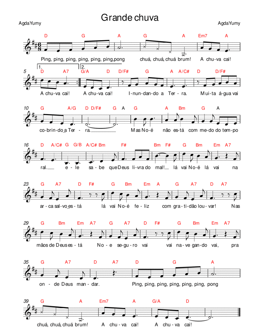 Grande Chuva Easy Piano scores gallery preview page 1