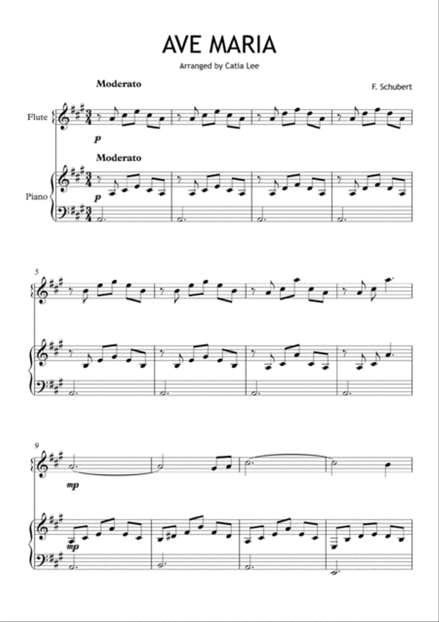 Ave Maria - Schubert for flute and piano A Major Flute Solo scores gallery preview page 2