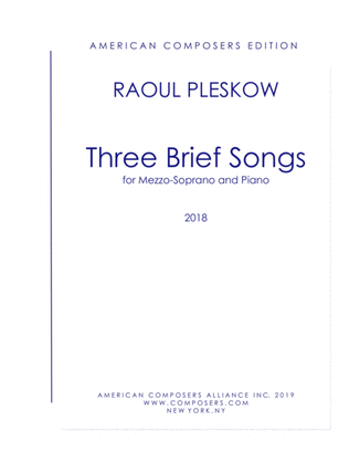 Book cover for [Pleskow] Three Brief Songs