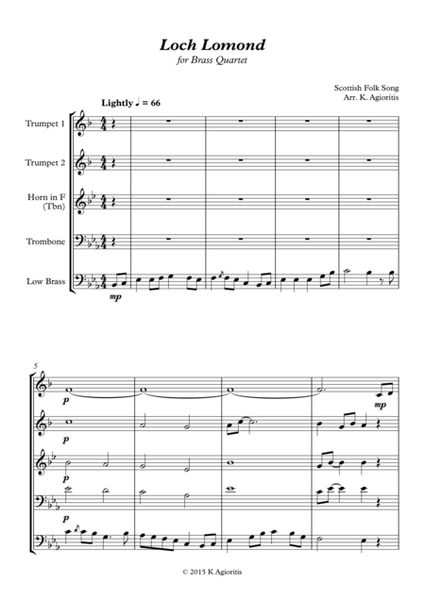 Loch Lomond - for Brass Quartet image number null