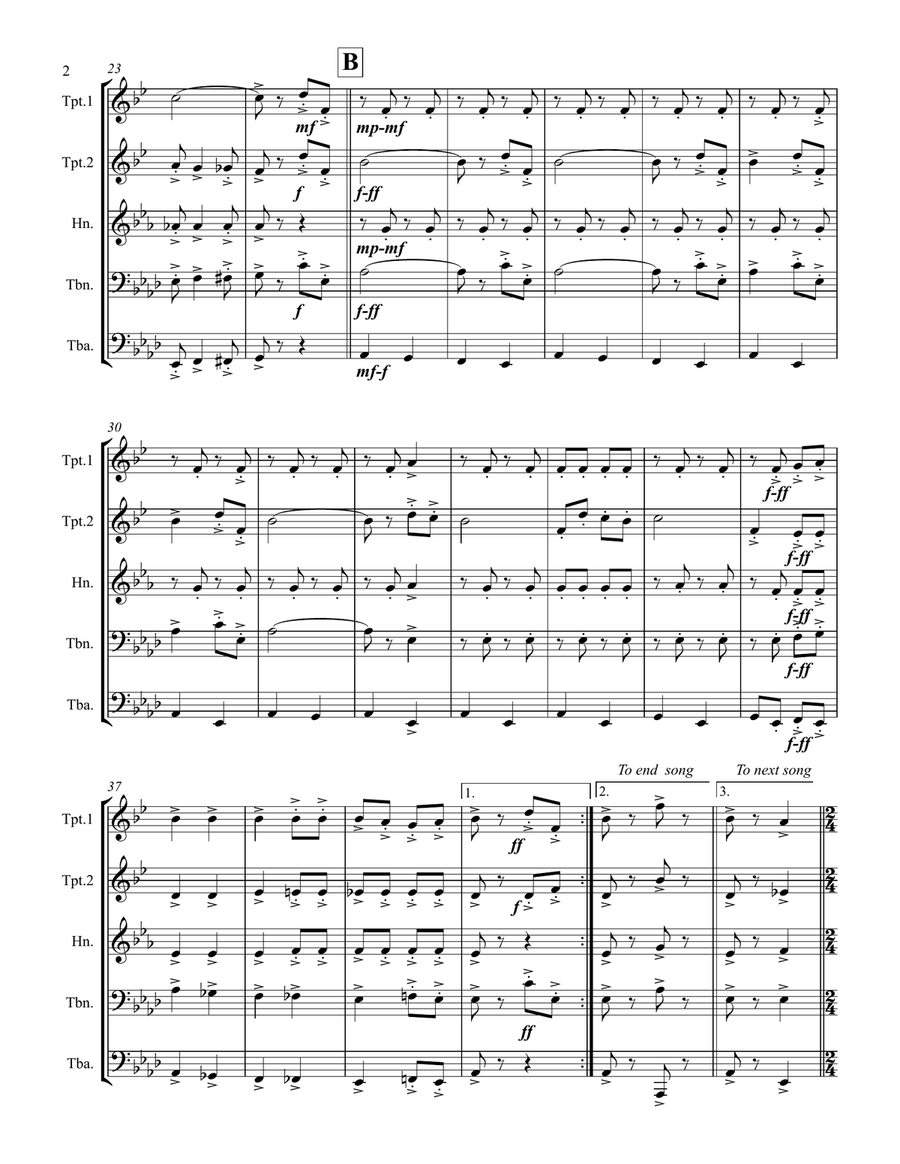 A Patriotic Medley by George M. Cohan (for Brass Quintet) Brass Quintet scores gallery preview page 3