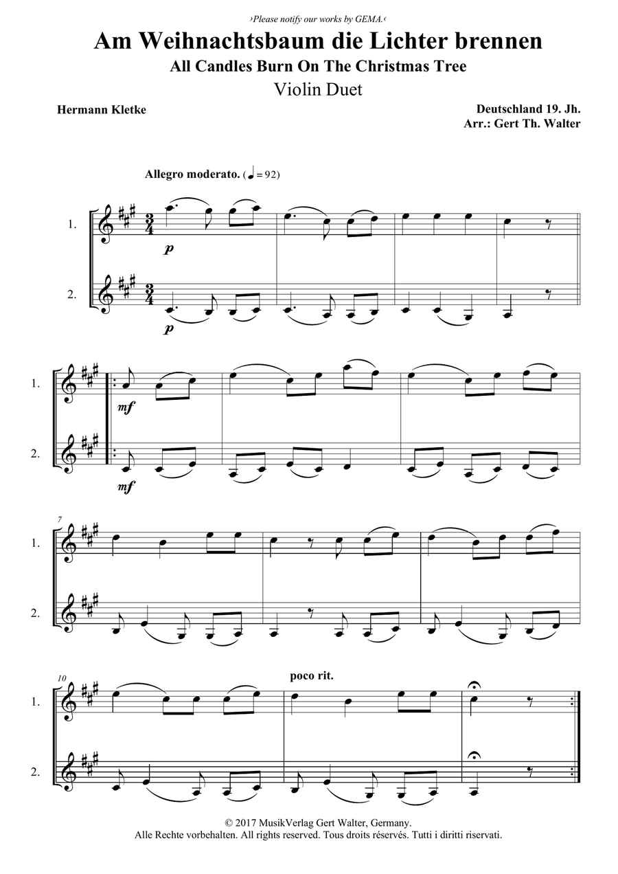 All Candles Burn On The Christmas Tree String Duet scores gallery preview page 1