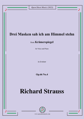 Book cover for Richard Strauss-Drei Masken sah ich am Himmel stehn,in d minor,Op.66 No.4