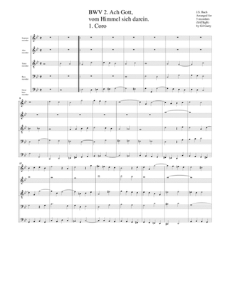 Book cover for Coro: Ach Gott, vom Himmel sieh darein, BWV 2 (arrangement for 5 recorders)