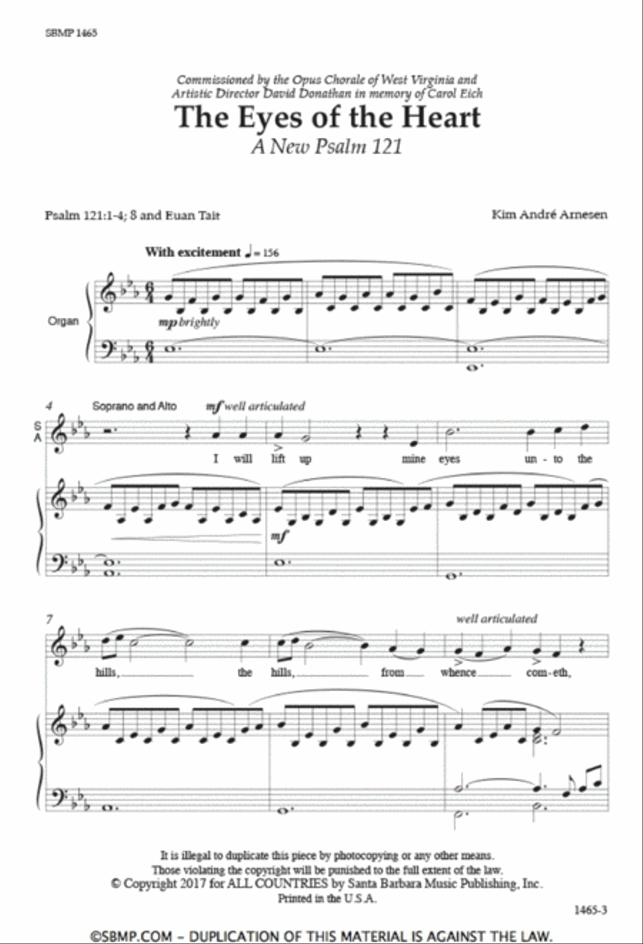 The Eyes of the Heart - SATB Octavo image number null