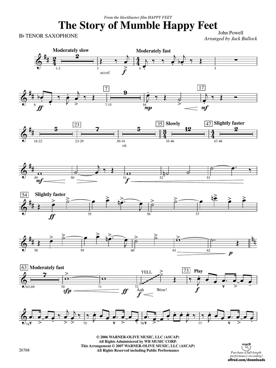 The Story of Mumble Happy Feet: B-flat Tenor Saxophone