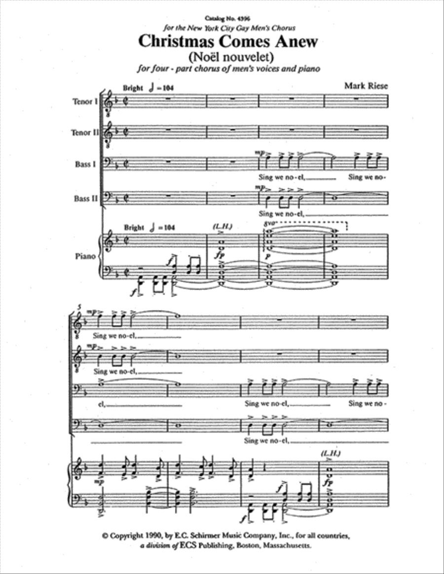 Christmas Comes Anew (Noel Nouvelet) TTBB scores gallery preview page 1