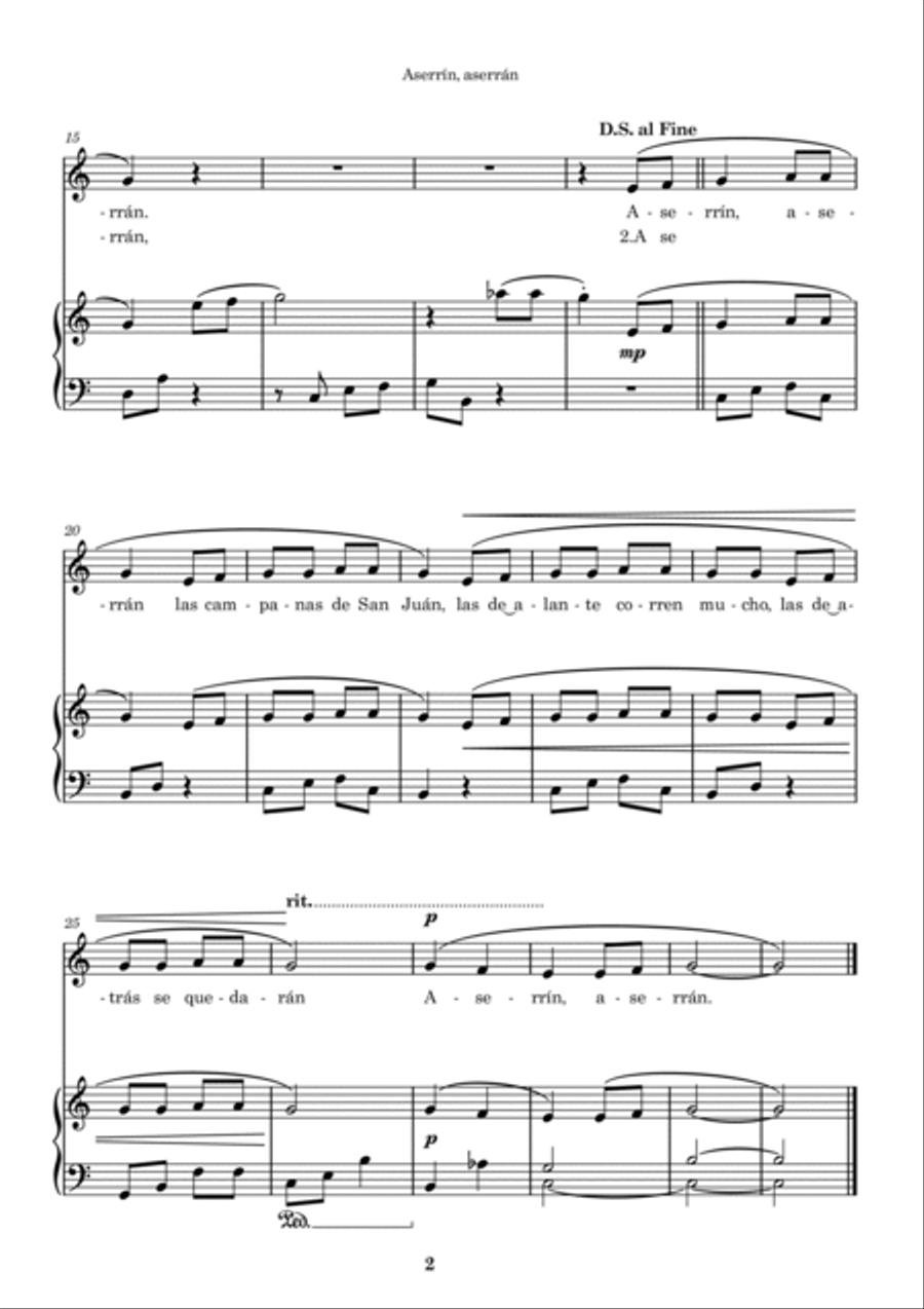 Aserrín, aserrán Voice scores gallery preview page 2