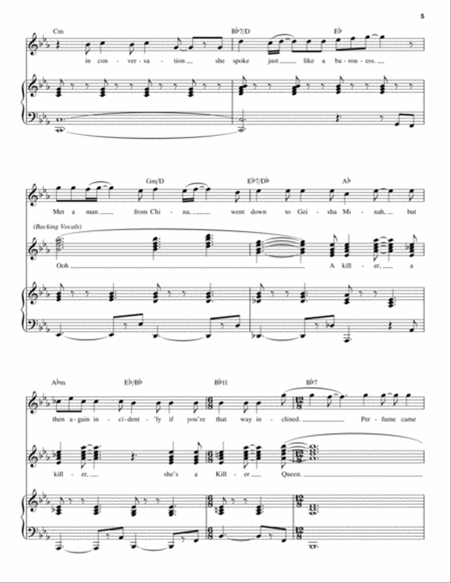 Killer Queen Killer Queen Piano, Vocal scores gallery preview page 5