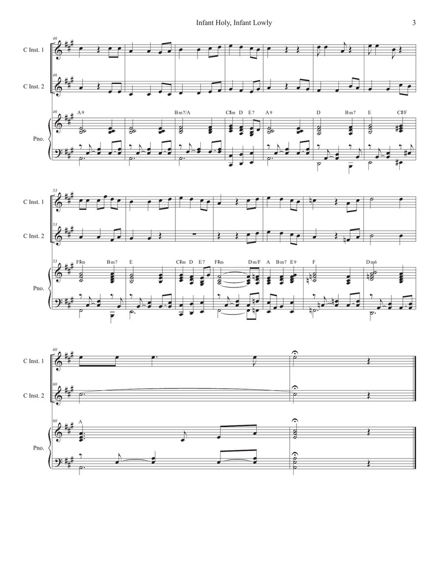 Infant Holy, Infant Lowly (Duet for C Instruments) Piano scores gallery preview page 3