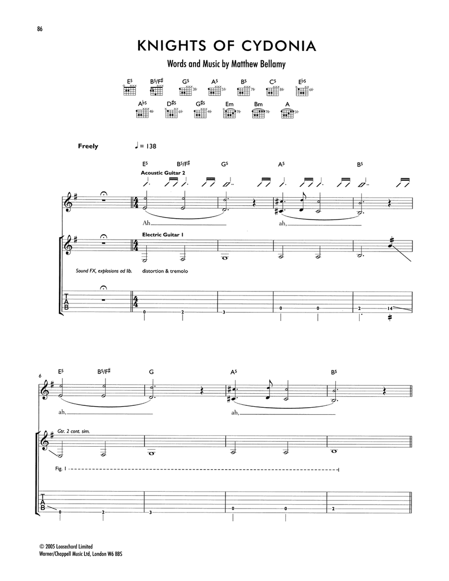 Knights Of Cydonia Knights Of Cydonia Acoustic Guitar scores gallery preview page 1