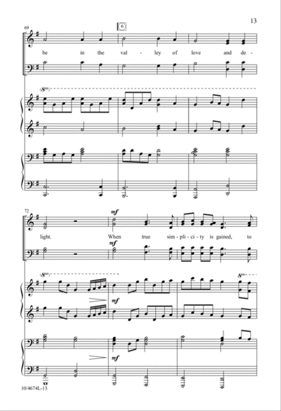 Simple Gifts 4-Part scores gallery preview page 13