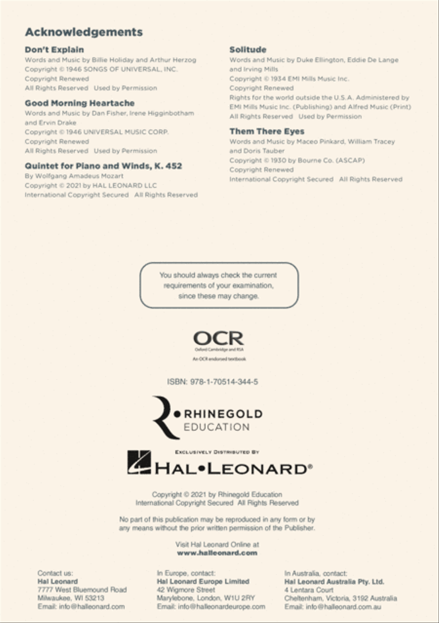 OCR A Level Set Works Supplement 2023 Collection / Songbook scores gallery preview page 2