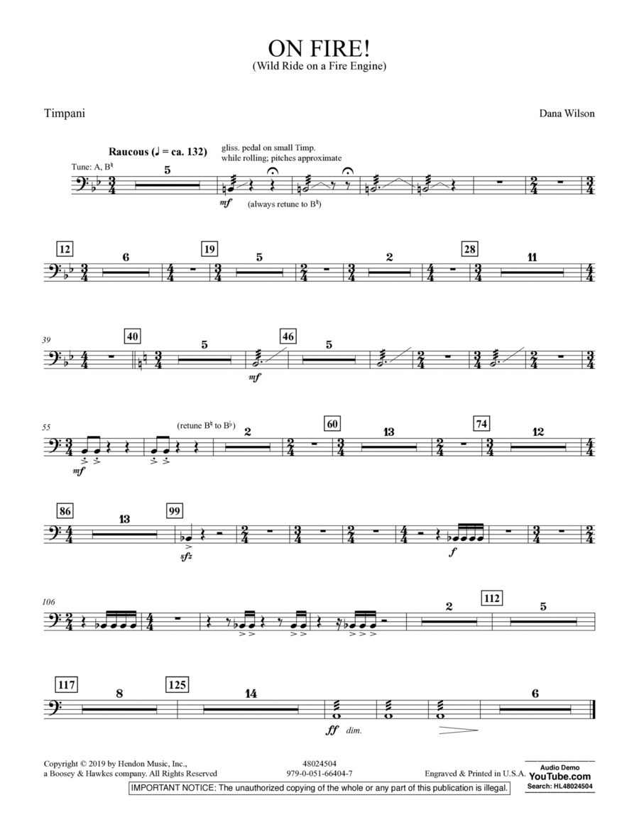 On Fire! (Wild Ride on a Fire Engine) - Timpani Percussion scores gallery preview page 1