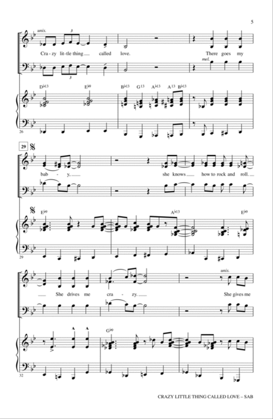 Crazy Little Thing Called Love (arr. Kirby Shaw) 3-Part scores gallery preview page 4