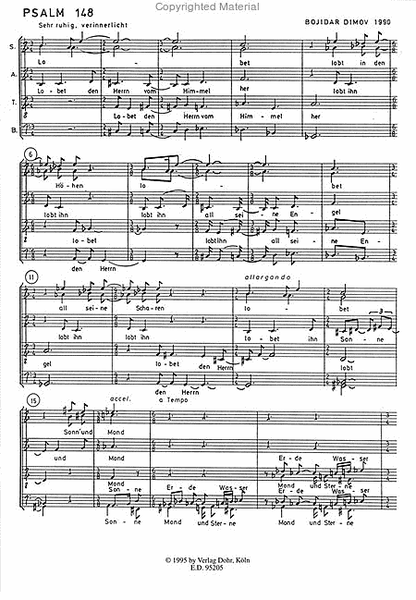 Psalm für vierstimmigen gemischten Chor a cappella (1990)