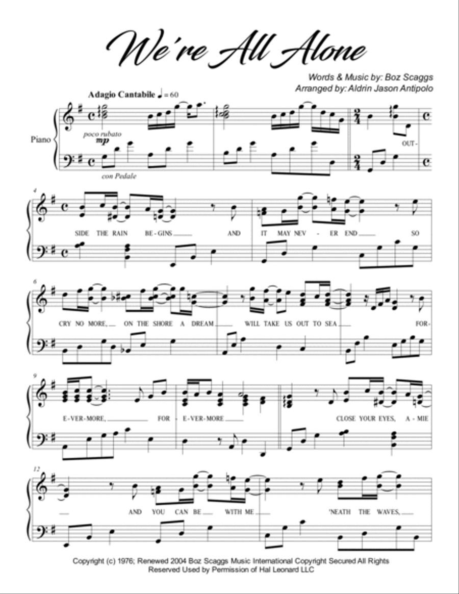 We're All Alone We're All Alone Easy Piano scores gallery preview page 2