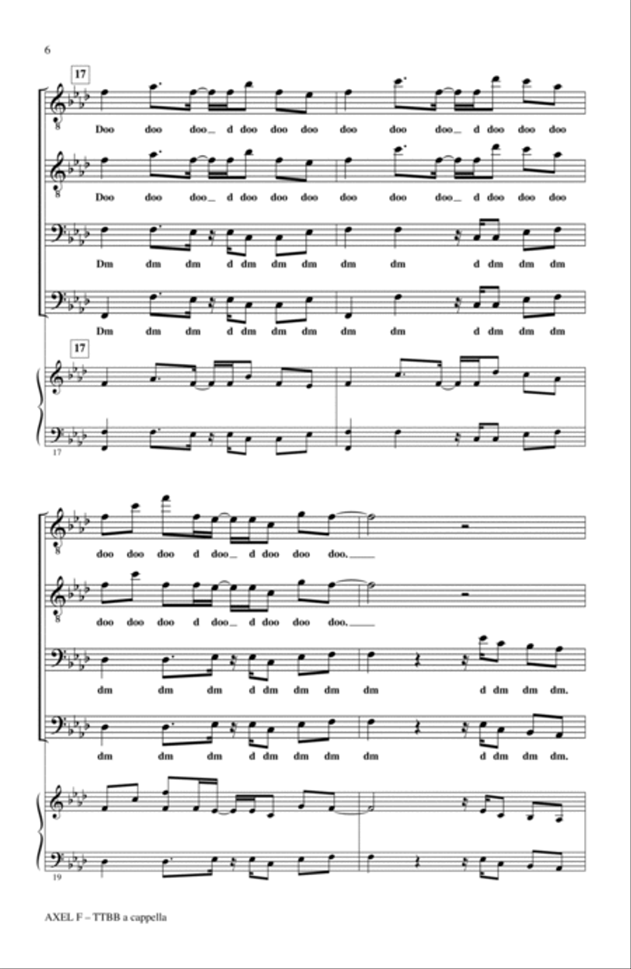 Axel F (from Beverly Hills Cop) (arr. Deke Sharon) TTBB scores gallery preview page 5