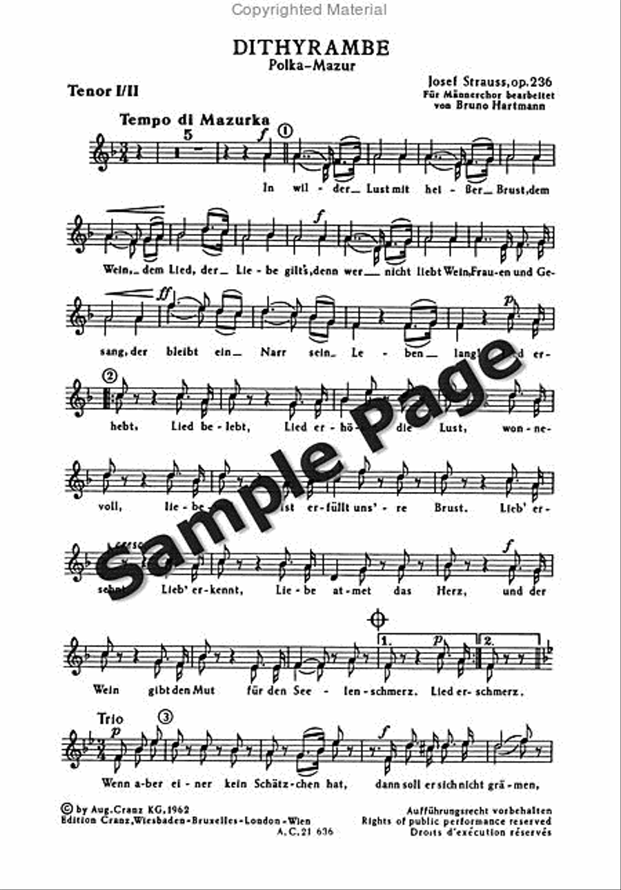Strauss J Dithyrambe Op236 TTBB scores gallery preview page 2