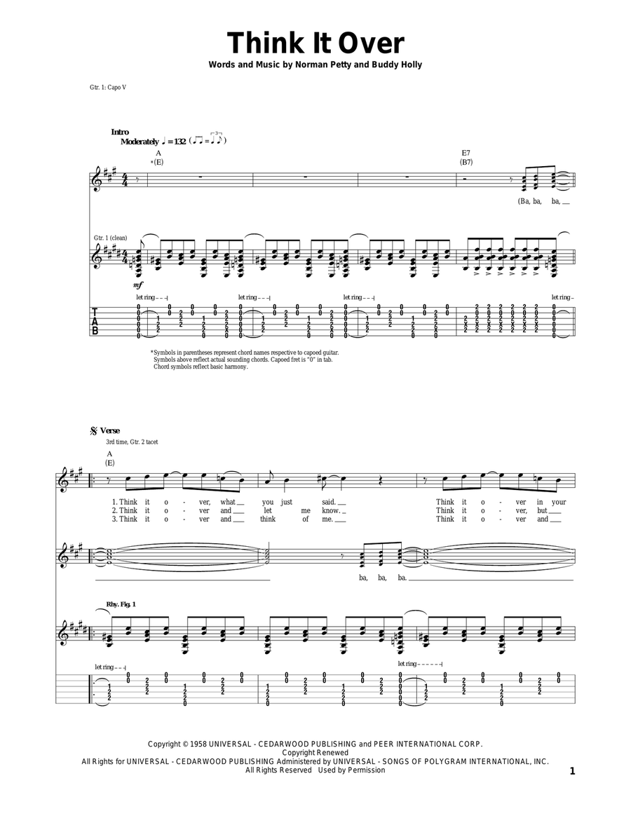 Think It Over Acoustic Guitar scores gallery preview page 1