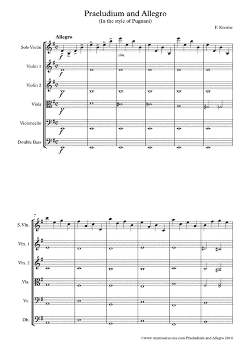 Kreisler Praeludium and Allegro for Violin and String Orchestra image number null