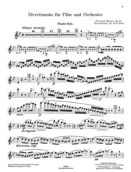 Divertimento, B minor, for Flute and Chamber Orchestra, op. 52