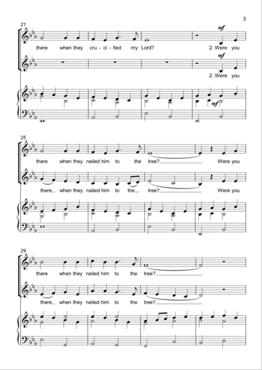 Were you there when they crucified my Lord? - 2 Part Choir - SA - Upper Voices SA scores gallery preview page 3