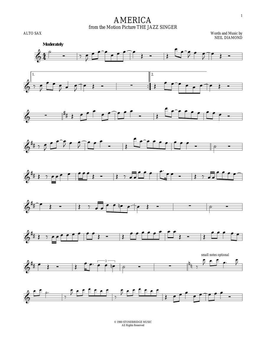 America Alto Saxophone scores gallery preview page 1