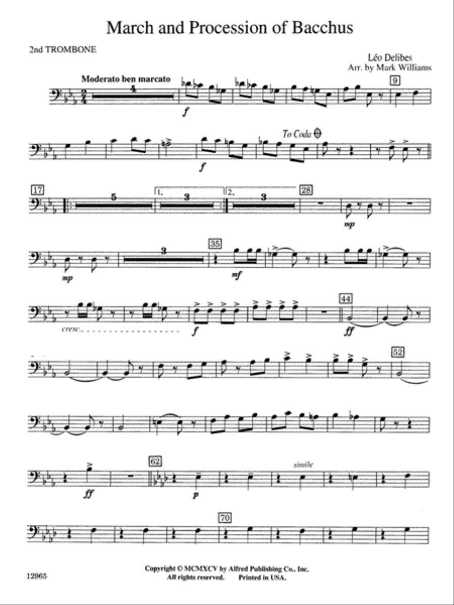 March and Procession of Bacchus: 2nd Trombone Concert Band scores gallery preview page 1