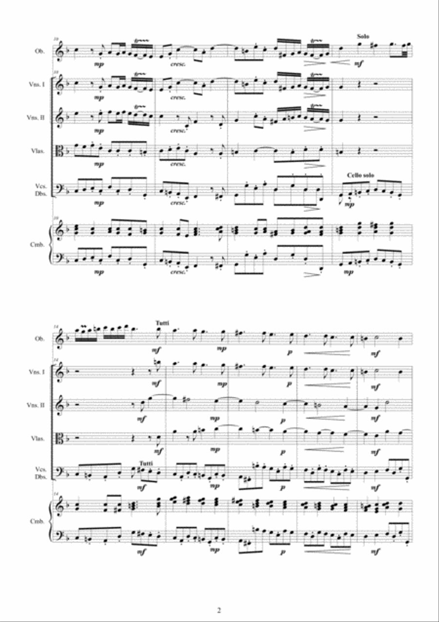Sammartini - Oboe Concerto in F major No.1 for Oboe, Strings and Cembalo Chamber Orchestra scores gallery preview page 2
