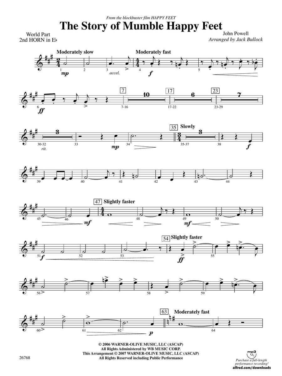 The Story of Mumble Happy Feet: (World Part) 2nd Horn in E-flat