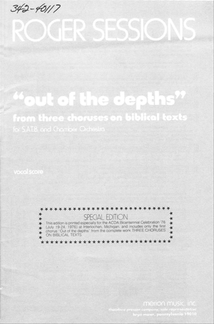I. Out of the Depths 4-Part scores gallery preview page 1