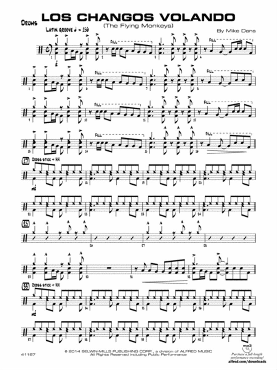 Los changos volando: Drums Jazz Ensemble scores gallery preview page 1