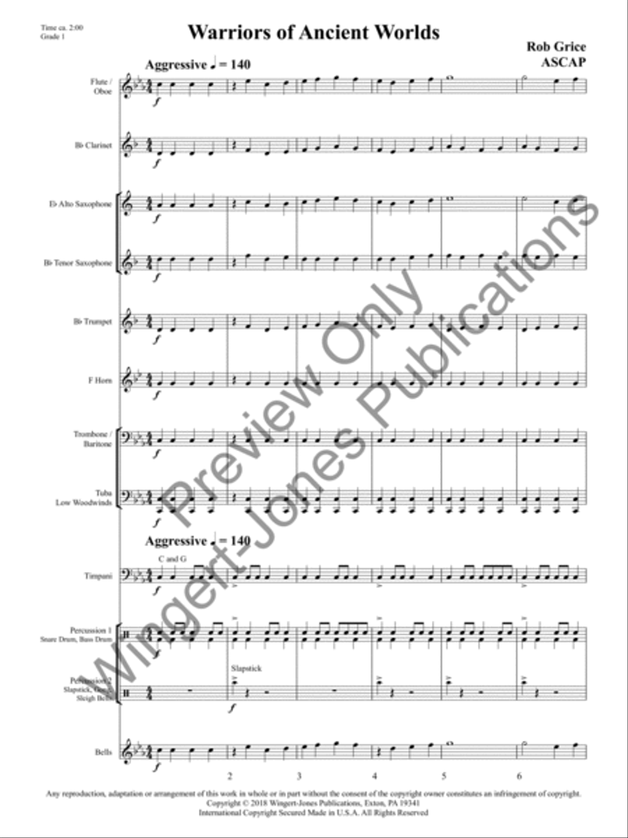 Warriors of Ancient Worlds Concert Band scores gallery preview page 4