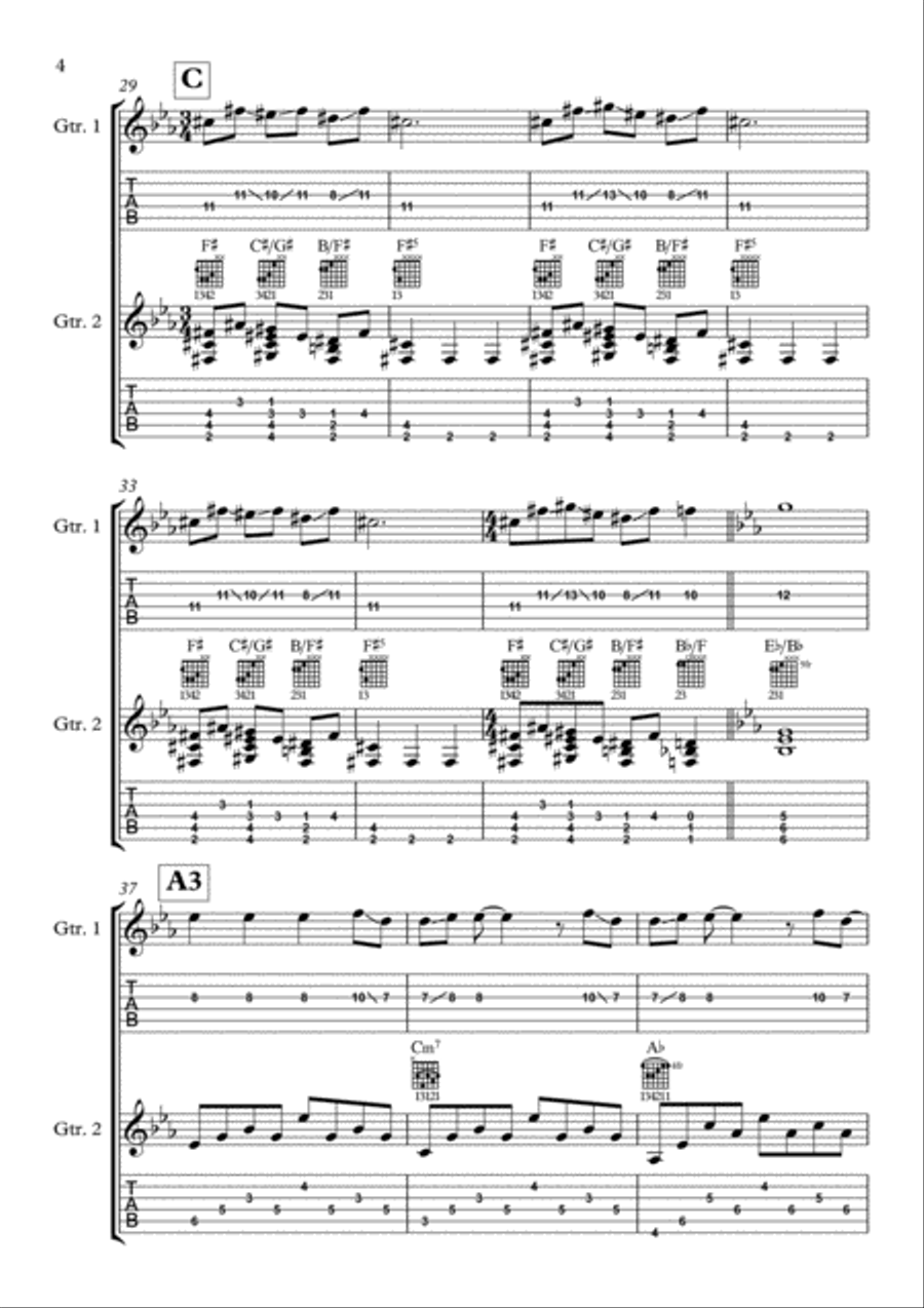 Only Time Guitar Tablature scores gallery preview page 5