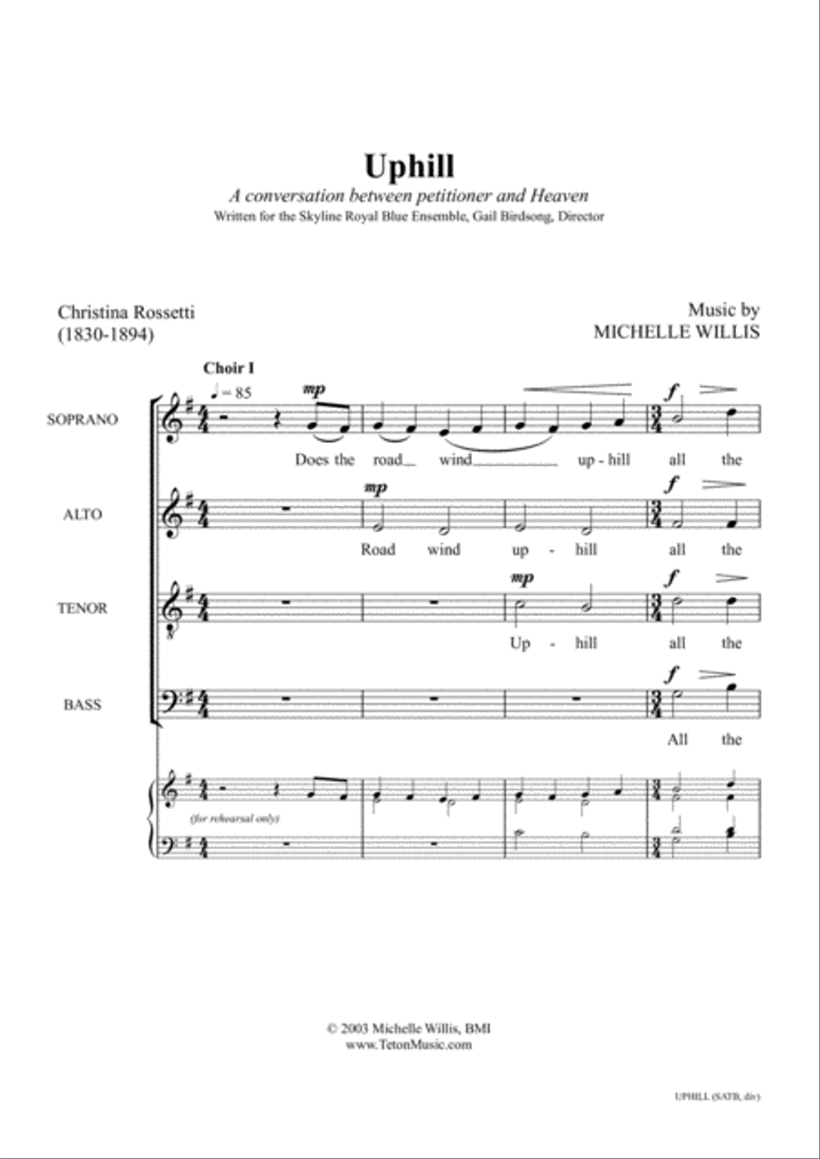 Uphill (SATB, div.) 4-Part scores gallery preview page 1